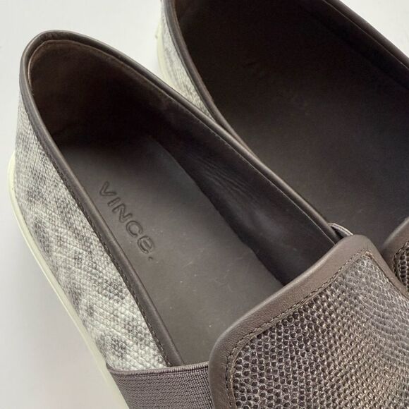 Vince Preston B Slip on Sneaker in Brown / Silver Lizard Embossed Leather Size 7 - Picture 11 of 15